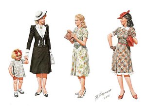 画像1: マスターボックス　1/35　MB35148　欧州民間女性フィギア第二次大戦期-女性3体+女児1体