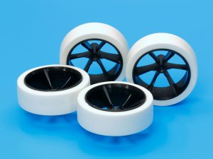 画像1: タミヤ 95371 ハード大径ローハイトタイヤ&カーボン強化6本スポークホイール