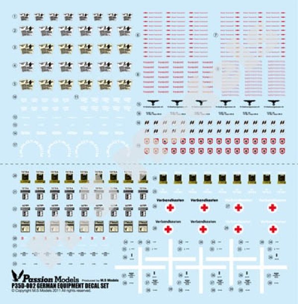 画像1: パッションモデルズ 1/35 P35D-002 WWIIドイツ軍装備品デカールセット