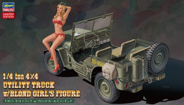 画像1: ハセガワ SP449 1/24 1/4トン 4×4 トラック w/ブロンドガールズフィギュア
